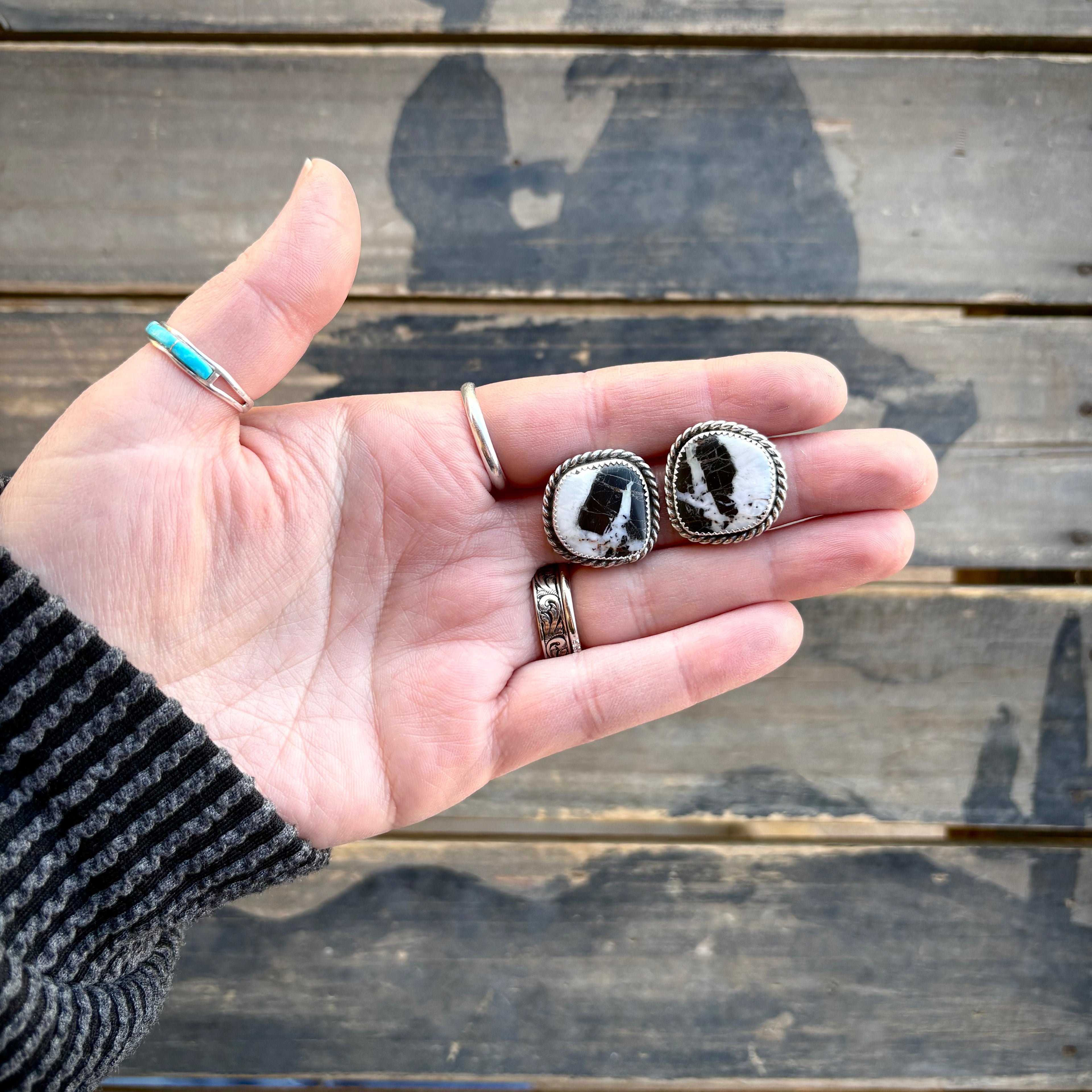 White Buffalo Chunky Stud Earrings