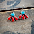 Rosarita and Turquoise Flower Dangle Earrings