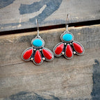 Rosarita and Turquoise Flower Dangle Earrings